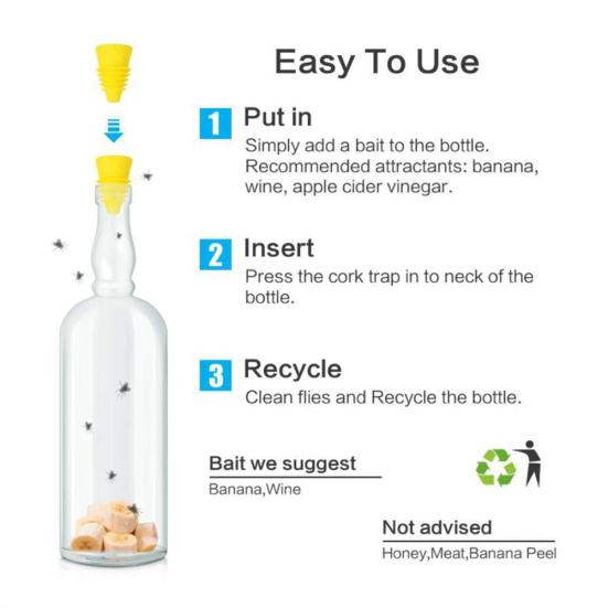 4/6/8Pcs Outdoor Indoor Kithchen Silicone Reusable Fruit Fly Traps Catcher Tool