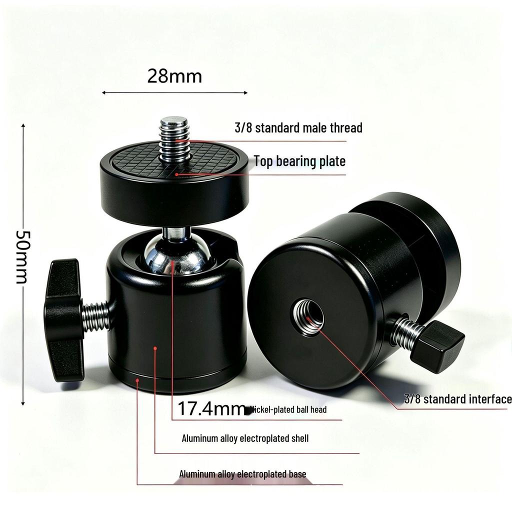 360° Rotating Metal Ball Head for Photography Tripods with 1/4 Interface