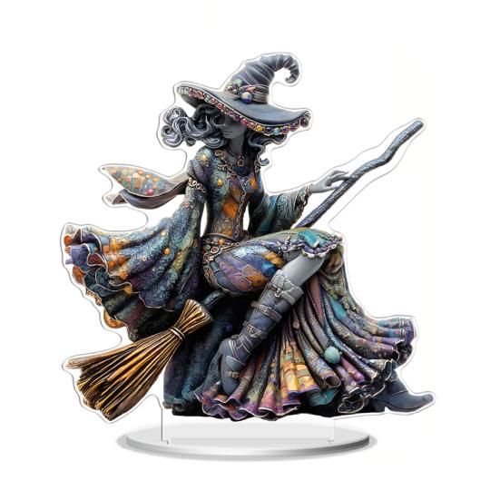 Yousheng Halloween Acryl Tischschild 2D Acryl Geist Kürbis Baum Hexe Plakette für Zuhause Büro Schreibtisch Etagere Deko