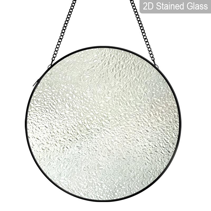 2D Flat Stained Glass Nature Branches and Leaves Window Decoration, 6.3/7.87inches Colored Glass Plate with Chain, Charming Spring Summer Sun Catcher
