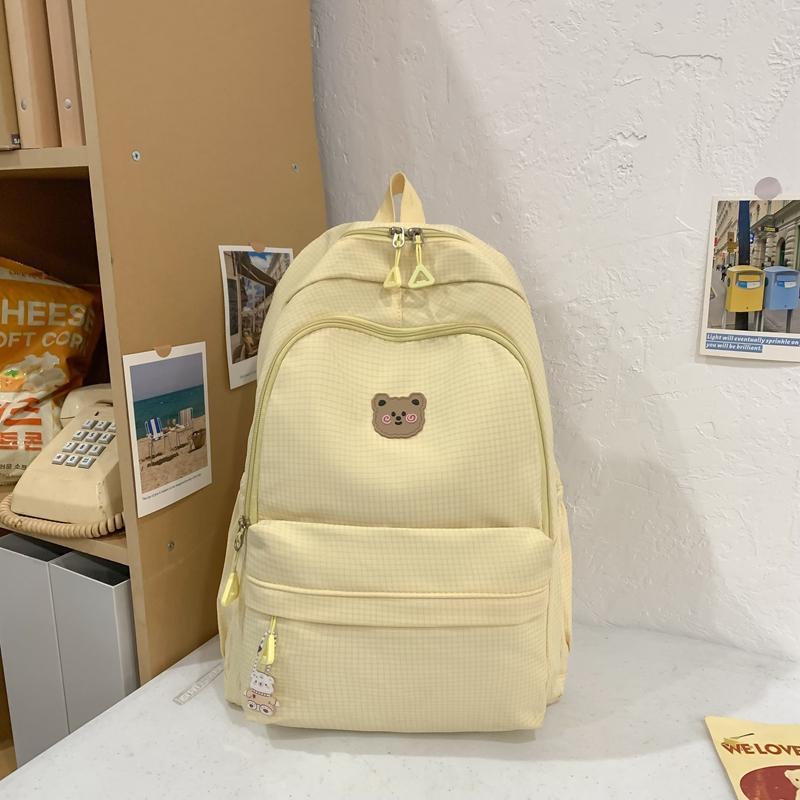 Solid Color Schoolbag Female Junior High School Student Campus Backpack Travel Backpack