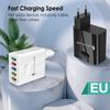 48W Multi-Port USB Mobile Charger with QC3.0 - EU/US/UK Fast Charging Adapter
