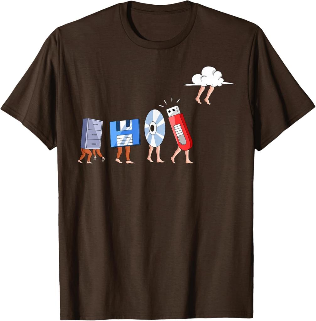 Evoluzione dell'Archiviazione Dati Maglietta Grafica Divertente Regalo per Sviluppatore Cloud Computing T-Shirt Casual
