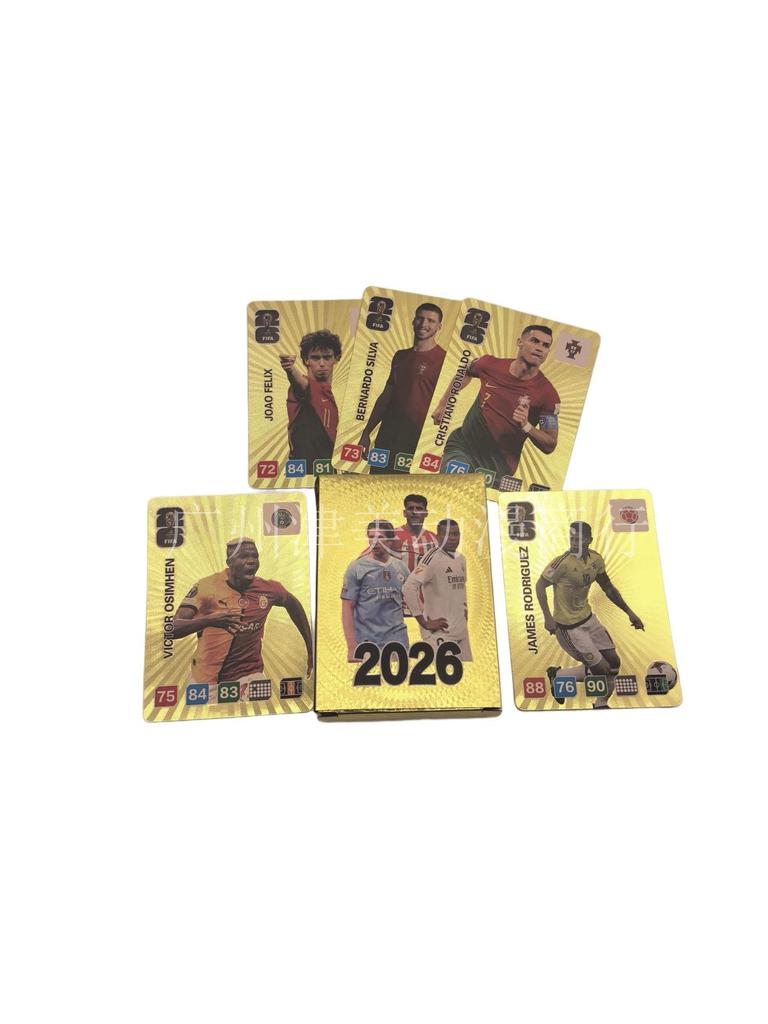 Vente Chaude Cartes de Joueurs de Football Feuille d'Or Coupe du Monde 2026 - Jeu de Collection de 55 Cartes