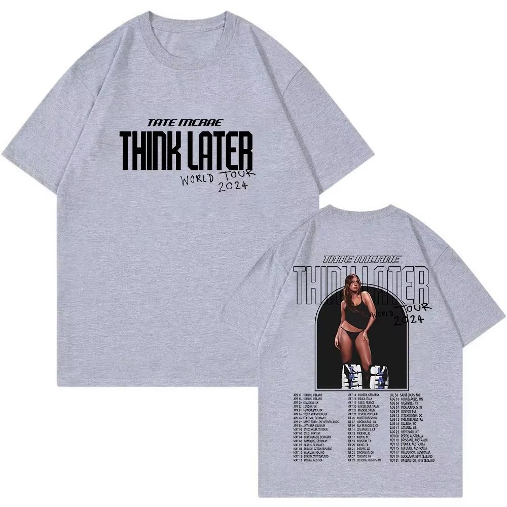 Tate McRae Think Later T-Shirts Pop-Sänger T-Shirt 2026 Sommer Neu Unisex Damen Luxus Mode Baumwolle Oversize T-Shirt Y2K