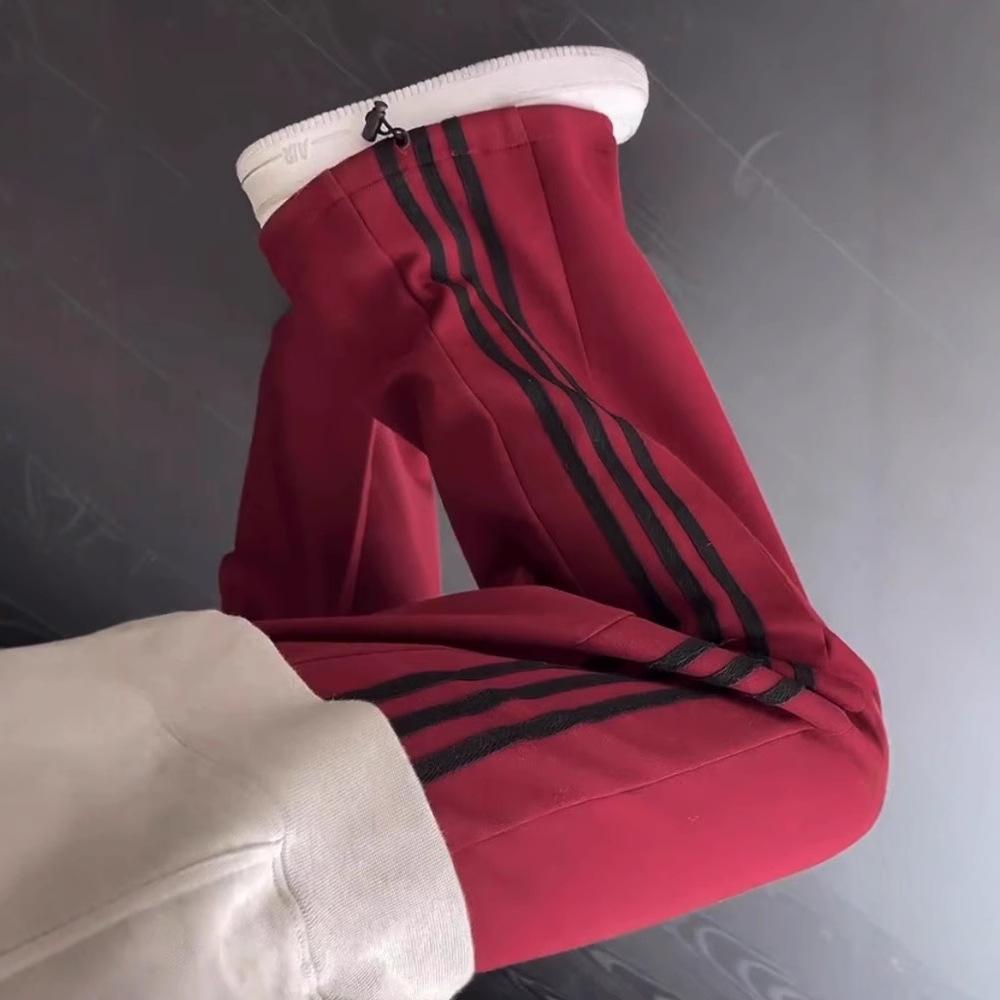 

Autumn/Winter 2025 High-Waisted Wide-Leg Striped Sweatpants in Ankara Red L (111-120 lbs)