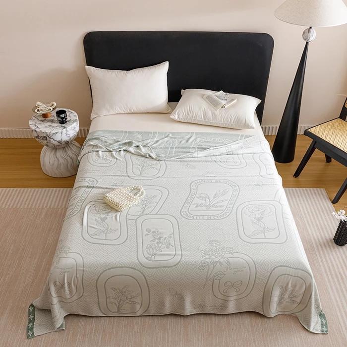 2025 New Smooth Bamboo Fiber Jacquard Multifunctional Double-layer Gauze Cold Blanket Towel Quilt