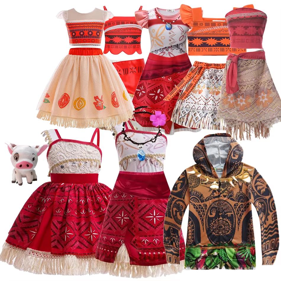 Nuovo Film Oceania 2 Vestito da Bambina Costume per Festa di Halloween Abito Elegante da Principessa Bambini Outfit Vaiana Vestito