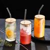 1pc-Multi Functional Bamboo Covered Glass, High Borosilicate Cola Cup High Temperature Resistant Glass Milk Tea Cup Beverage Cup