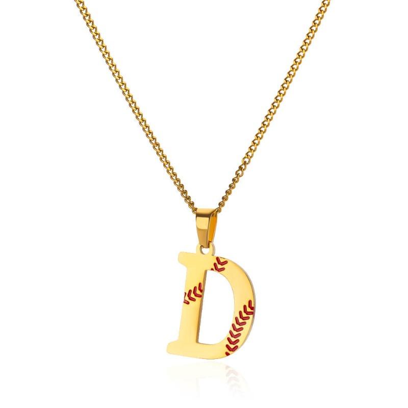 New Design Exquisite Baseball Initials - Letter Necklace Stainless Steel Chain English Pendant