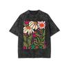 Watercolor Wildflower Butterfly Vintage Washed T-Shirt Oversized Y2K Crew Neck Short Sleeve Cottagecore Floral Print Tee
