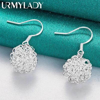 URMYLADY 925 Sterling Silber Haarballen Ohrringe für Frauen Charm Hochzeit Party Modeschmuck