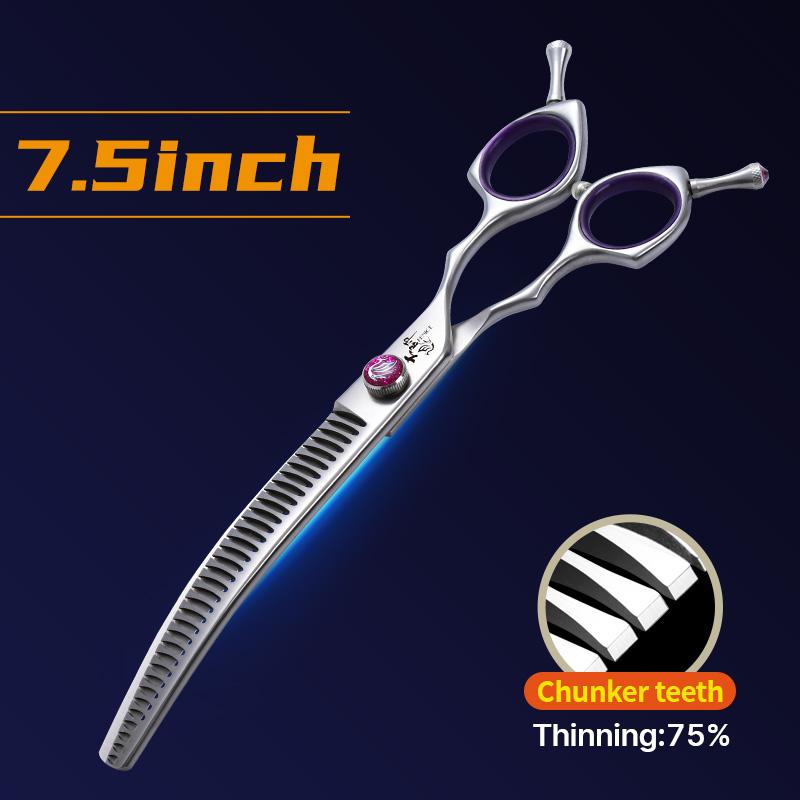Fenice 7.0/7.5 inch Professional Dog Grooming Shears Curved Thinning Scissors for Dog Face Body Cutiing JP 440C High Quality