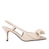 Patent Leather Women High Heels Sandals Beige Elegant Bow Decoration Stilettos Pointed Toe Summer Slingbacks Office Lady Shoes