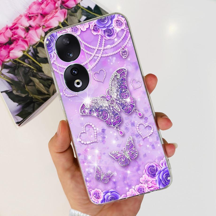 Para Honor 90 / Honor 90 Lite 90 Pro 90 Smart Case Funda de Silicona Suave Elegante de Lujo Hermosa Flor de Cerezo Fundas Tapa Transparente