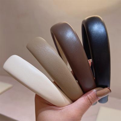 1 Stück Breites Leder-Stirnband für Damen, Retro-Französischer Stil für Gesichtswäsche, Haar-Druck-Stirnband, Haarspangen-Stirnband, Haarschmuck