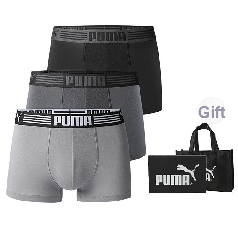 

Puma Solid Color Mid-Rise Antibacterial Breathable Comfortable Underwear 3-Pack Men Underwear Black Gray 701226940A-001 M