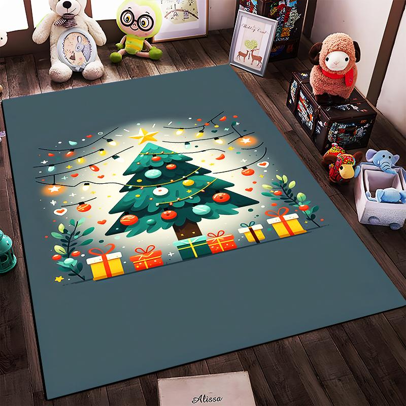 Christmas Tree with Gifts and Lights Rug Non-slip rug suitable for living room and bedroom sofas.
