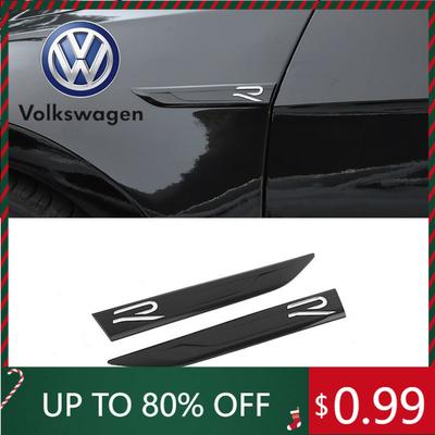 2026 Hot For VOLKSWAGEN VW 2Pcs/lot 20cm X 2.9cm ABS R Badge Sticker Car Side Blade Sports Wing Fender Emblem Accessories For Go
