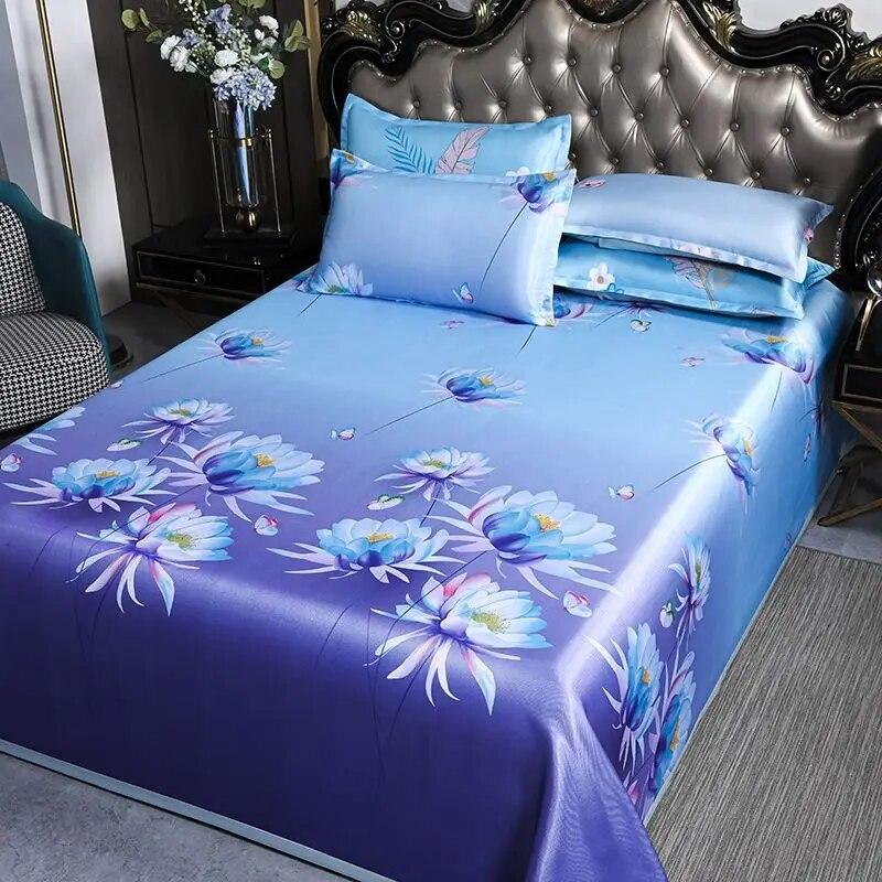 Luxury Smooth Linen Bed Sheet Set Home Bedding Decor Cooling Mat Machine Washable Bed Sheet Queen King Size with Pillowcases