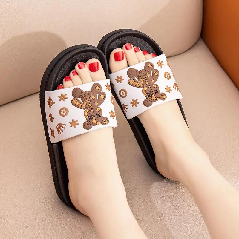 Fashion Shoes for Women Bathroom Cartoon Indoor Open Toe Cute House Woman Slippers Platform Anime Home Slides Sandals Y Natural Skin Eva