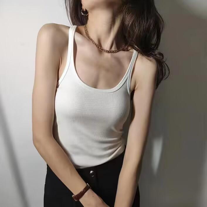 Selection of High Elastic Threaded Cotton Summer Clothes, New Spice Girl Sling Vest, Women's I-shaped Inner and Outer Wear, Beautiful Back Top