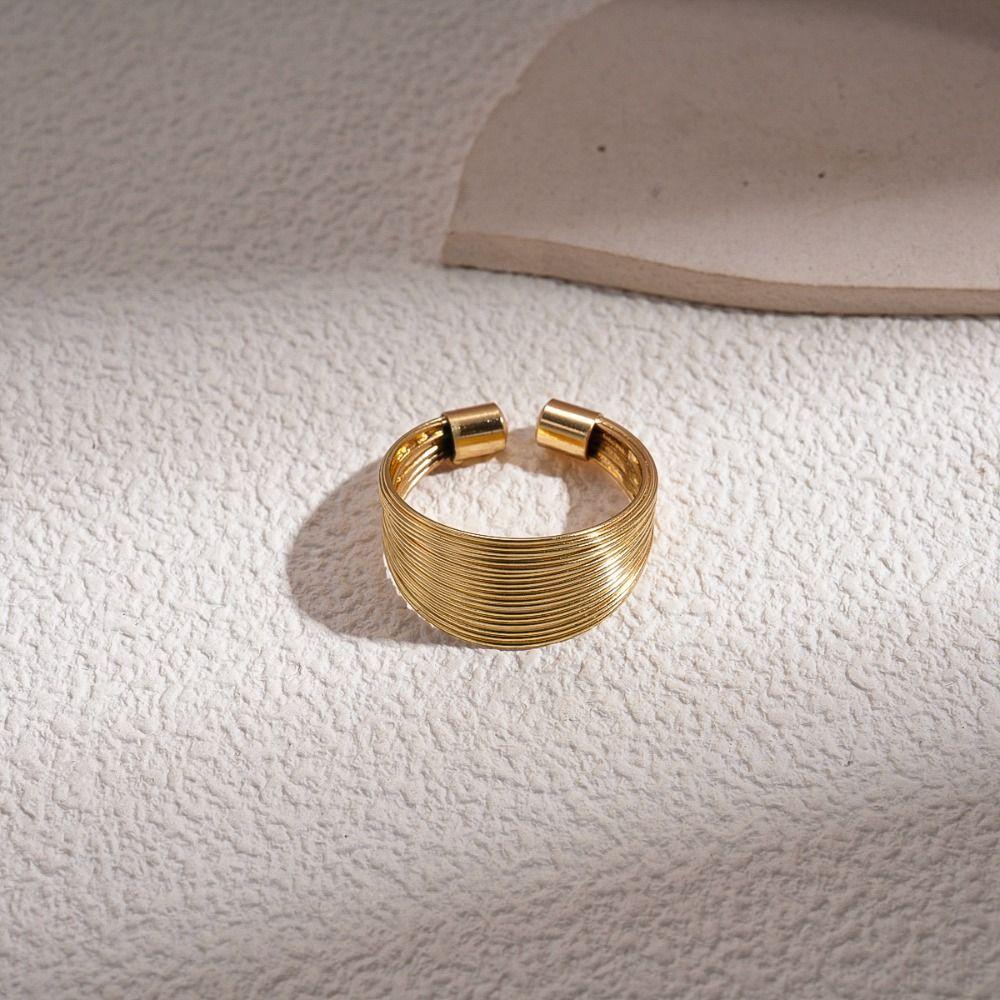 Finger Ring Exaggerated Bracelet Set Earrings Jewelry Set Multilayer Metal Wire Necklace  Women