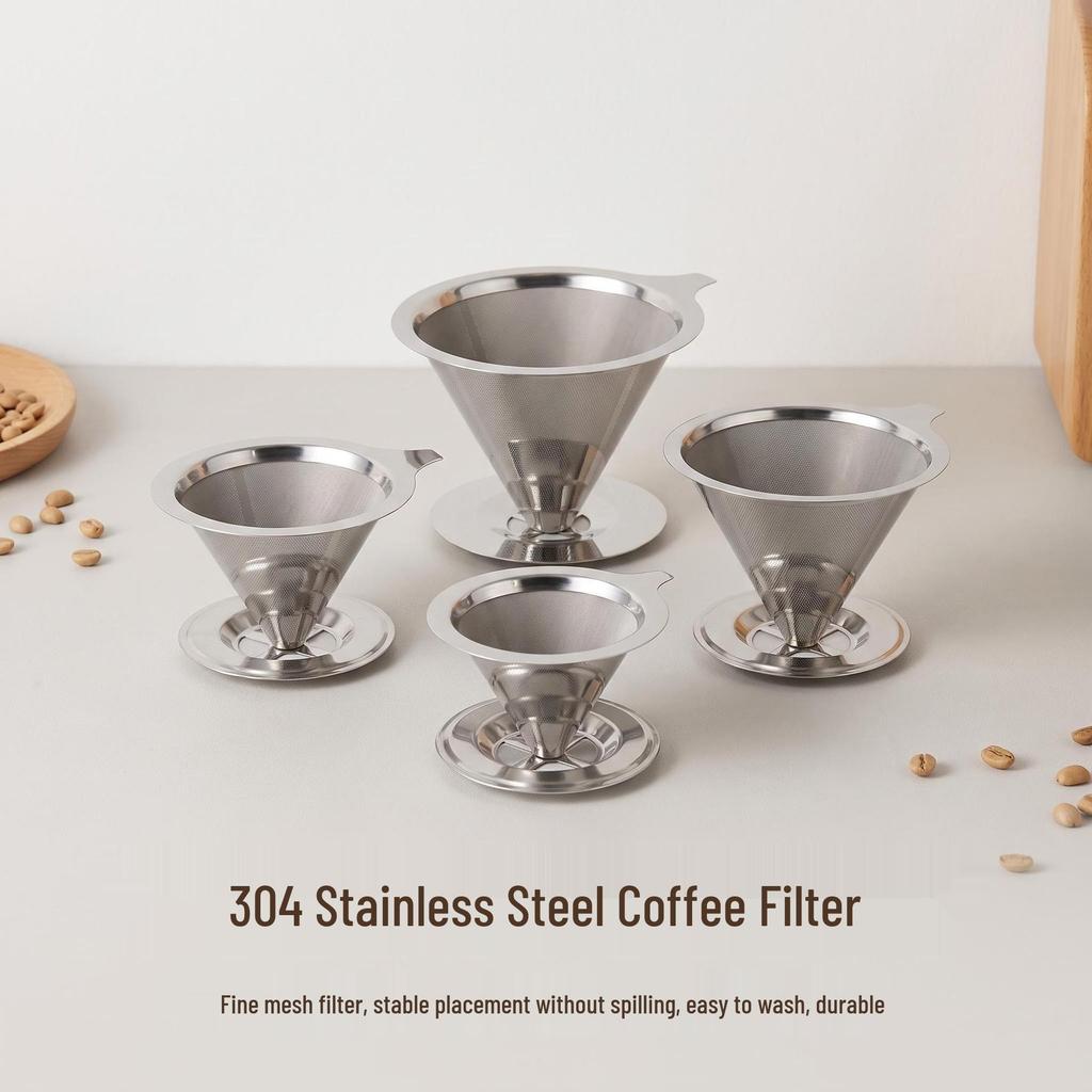 304 Edelstahl Kaffee- und Teefilter mit Basis - Multifunktionaler Netztrichter