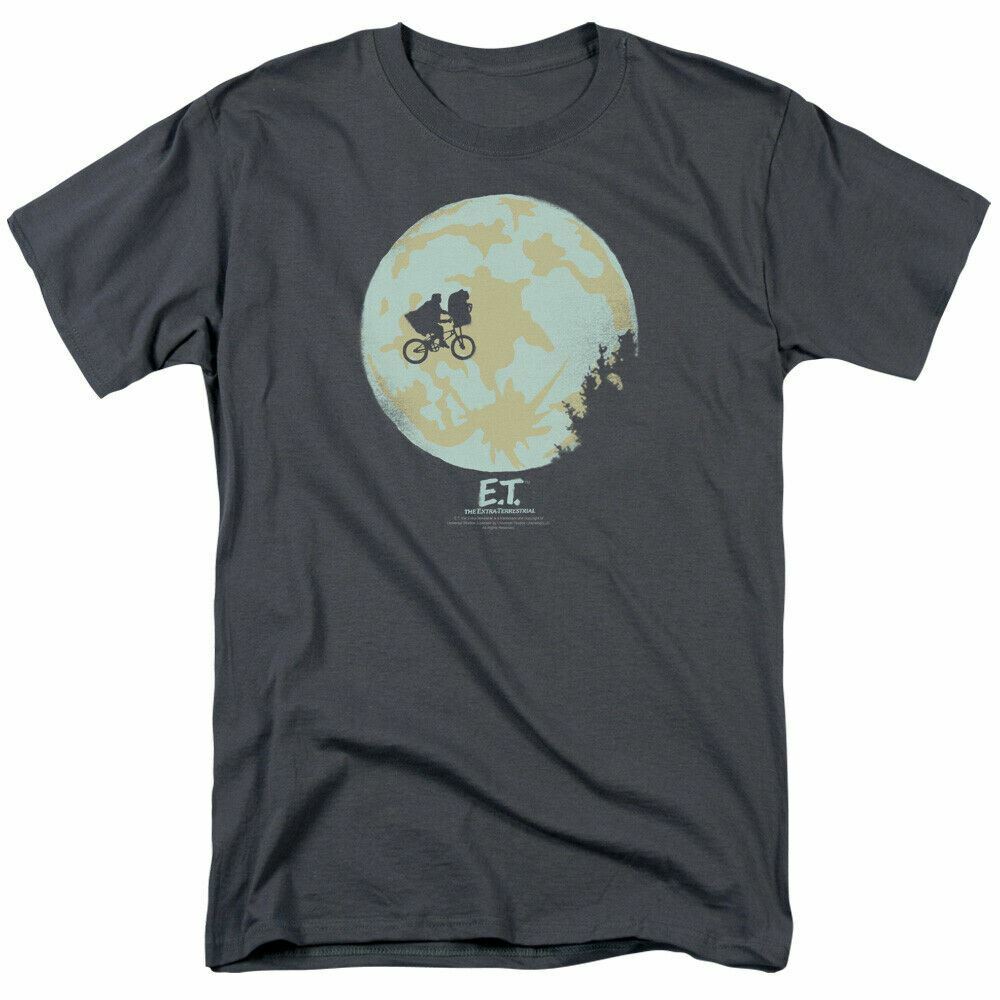 26 E.T. The Extra Terrestrial In The Moon T Shirt Mens Licensed 80s Movie Charcoal Unisex T-Shirt L