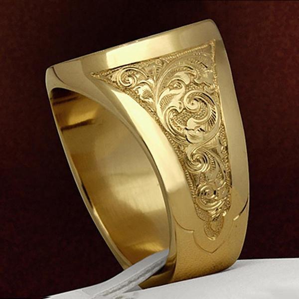 1 Stück Luxus Krone Löwe Schild Ringe für Männer Vintage Mode Edelstahl Hip Hop Gelbgold Antik Punk Verlobung Schmuck