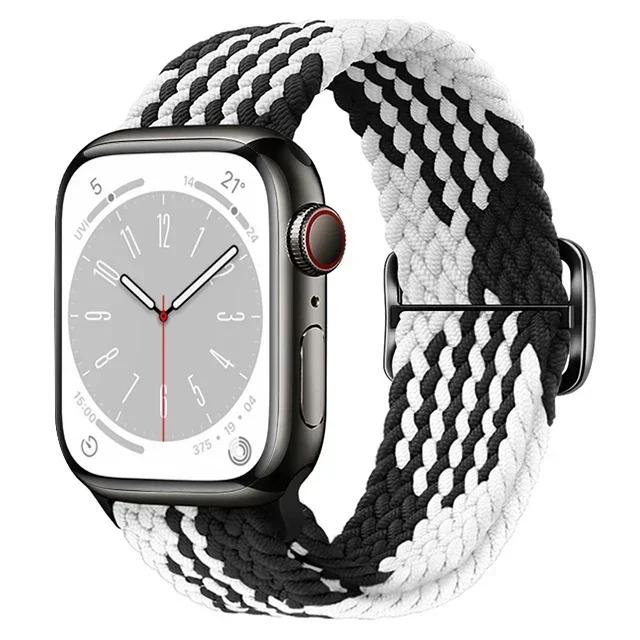Nylon Strap for Apple Watch Ultra 2 Band 49mm 40mm 44mm 41mm 38 45mm Elastic Braided Loop Bracelet IWatch Series 9 8 7 6 SE 5 4