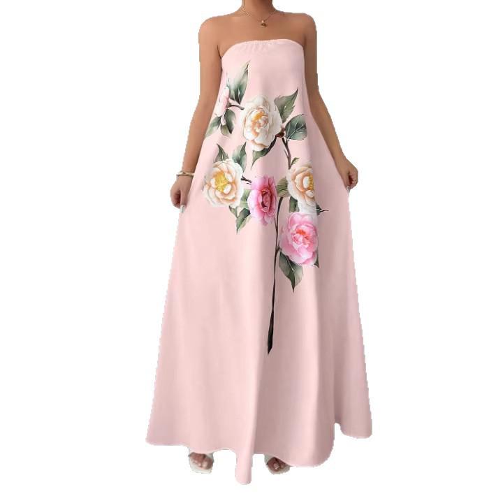 2026 Summer Floral Printed One-Shoulder Dress - European & American Fashion