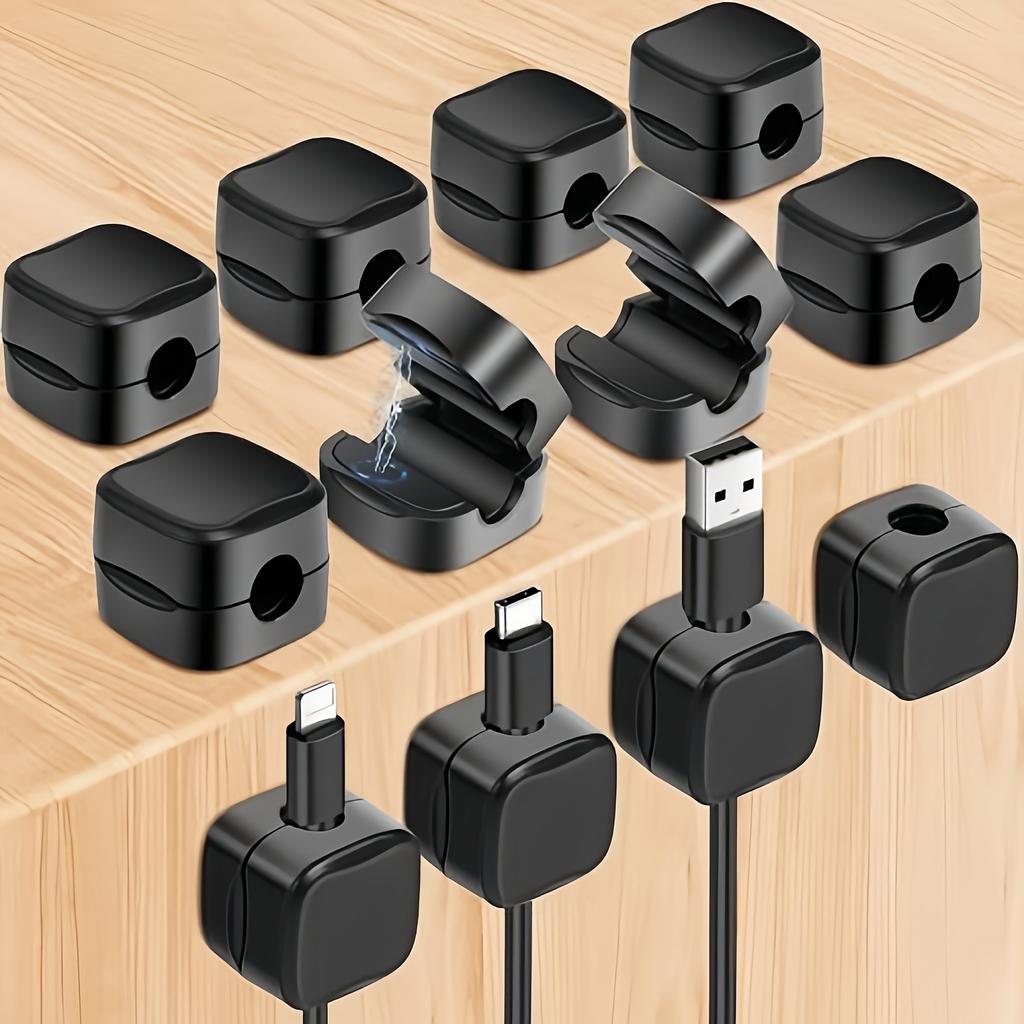 12pcs Magnetic Cable Clips Cord Holder, Under Desk Cable Management, Adhesive Wire Holder Keeper Organizer for Home Office Desk Phone Car Wall
