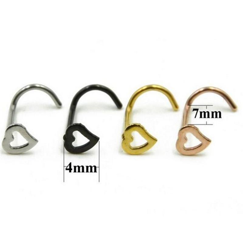1Pcs Stainless Steel Piercing Nose Ear Lip Ring Hoop Love Nose Ring Punk Jewelry