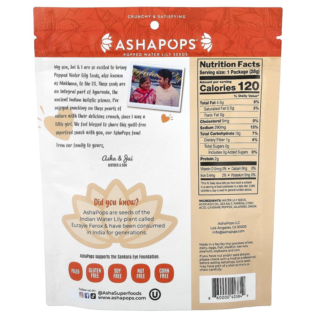 AshaPops, Lotus Seeds, Pepper, 28g (1oz)