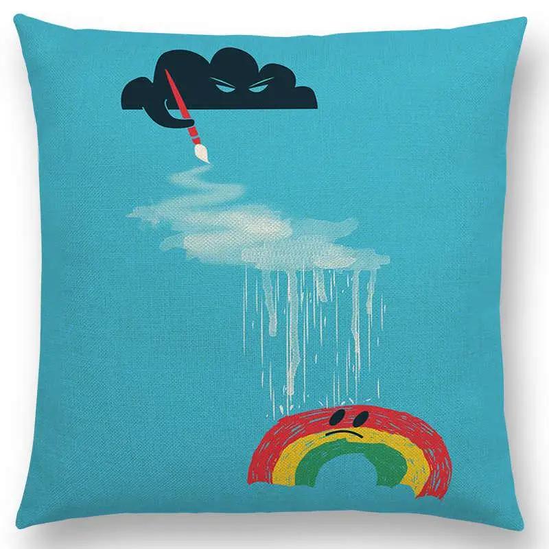 Colorful Cartoon Patterns Throw Pillow Cover With Short Plush Print For Living Room Sofa Decoration Cushion Cover Pillow Covers