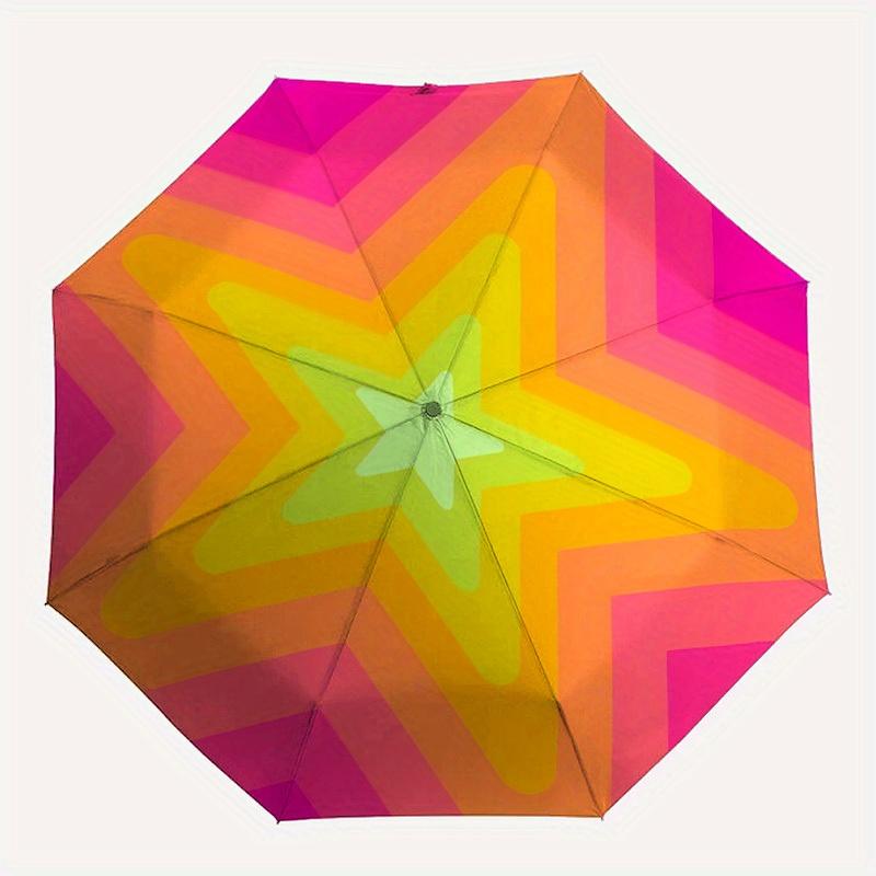 

1pc Starburst Gradient Automatic Open/Close Umbrella with Windproof, Functional Design, 8-Rib Sturdy Canopy