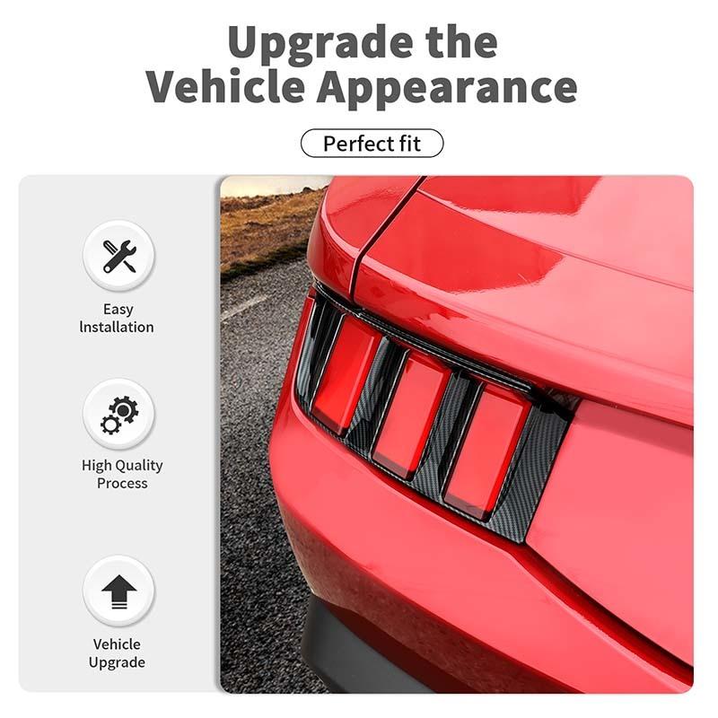 Huse decorative pentru lămpi spate auto, decorațiuni ABS pentru Ford Mustang 2024 Up, accesorii exterioare, fibră de carbon neagră