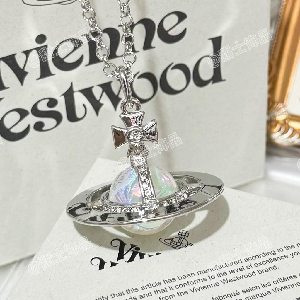 Vivienne Glacier Blue ORB Necklace - Women's European & American Style 3D Planet Saturn Pendant