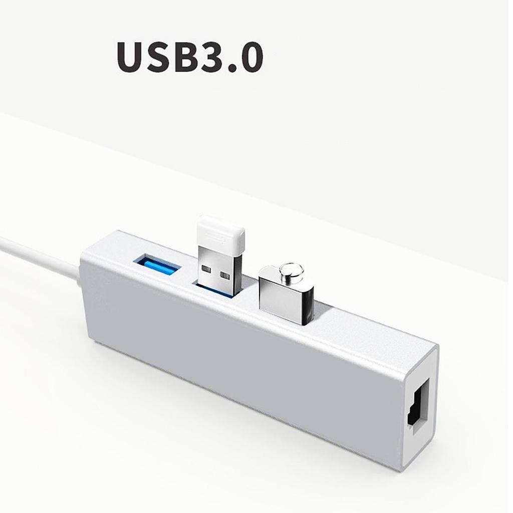 Aluminum USB 3.0 RJ45 Gigabit Adapter & 3-Port Hub