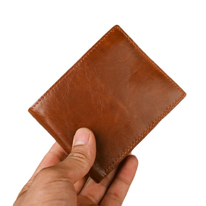 Střední italská bifold peněženka s okénkem na ID pro muže kožená peněženka