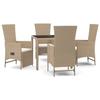 VidaXL Ensemble à manger de jardin avec coussins 5pcs Beige poly rotin, ensemble de salle à manger, ensemble de salle à 3157569