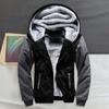 Herren Herbst Winter Hoodie Dickes Fleece gefüttert Kapuze Langärmlig Oberbekleidung mit großen Taschen Kontrastfarbe Elastische Bündchen Kordelzug