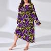 Women's Fashionable Plus Size Pajamas Round Neck Long Sleeved Print Length Nightgown Dress Clothes Sale