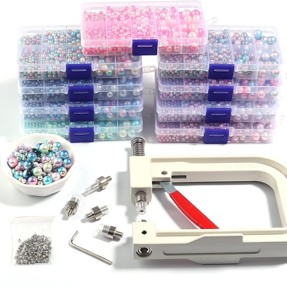 10Grids 4/5/6/8/10mm ABS Imitation Pearl Beads Kit Gradient Color No Hole Round Loose Beads For DIY Jewelry Making Accessories