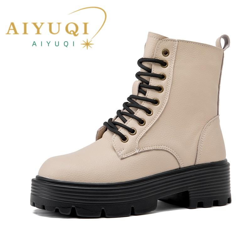 Fashion AIYUQI 2025 new women ankle boots thick velvet warm snow boots women's genuine leather winter female boots non-slip short boots