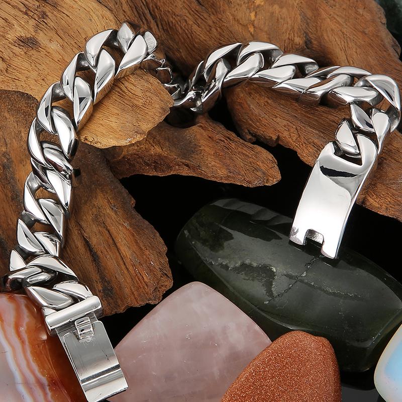 Pánský náramek 12 mm široký řetízek z nerezové oceli s přívěsky na ruku pro muže, vintage pánské šperky, doplňky