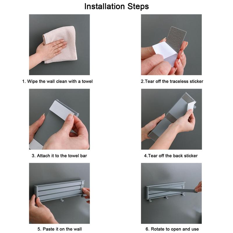 Ścienny Obrotowy Wieszak na Ręczniki, Stojak do Przechowywania w Kuchni, Artykuł Łazienkowy, Wielofunkcyjny, Bez Wiercenia