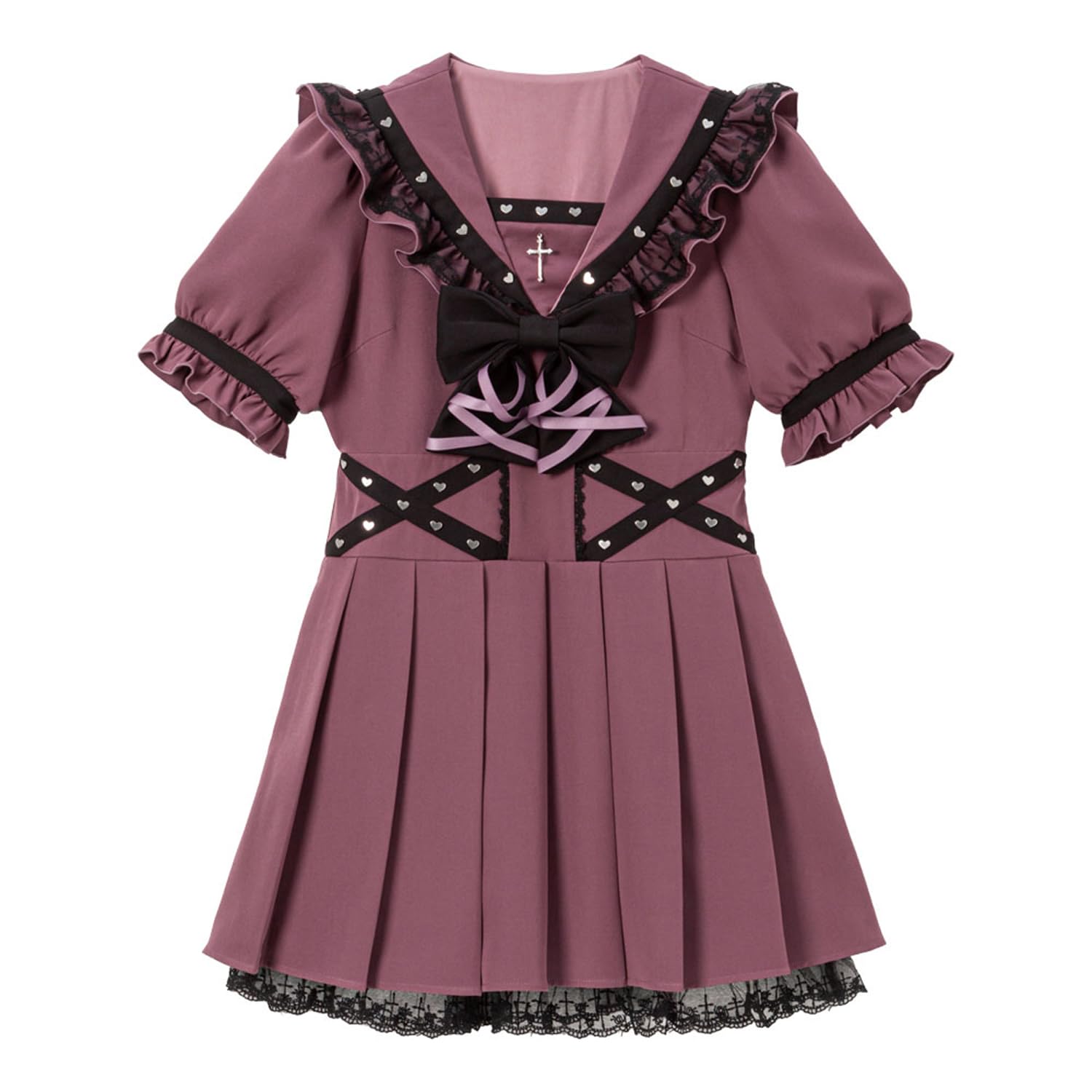 

Yumetembo Women s Cross Heart Sailor Dress, Purple, 534321
