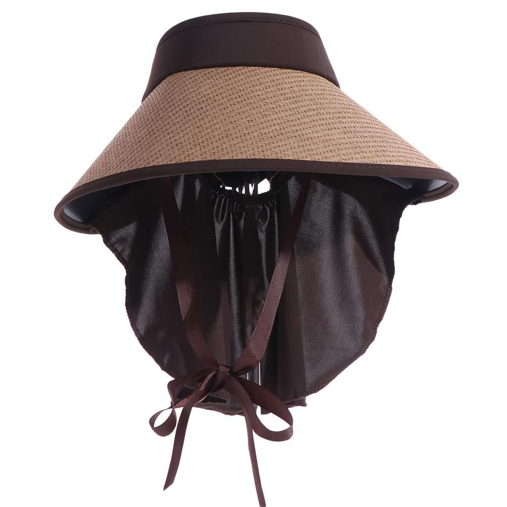 Foldable Sunshade Hat Detachable Shawl Empty Top Sun Hat New Design Straw Cap  Outdoor